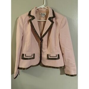 NY GARD COLLECTION Women's Pink Blazer Jacket with Contrast Trim Size 12